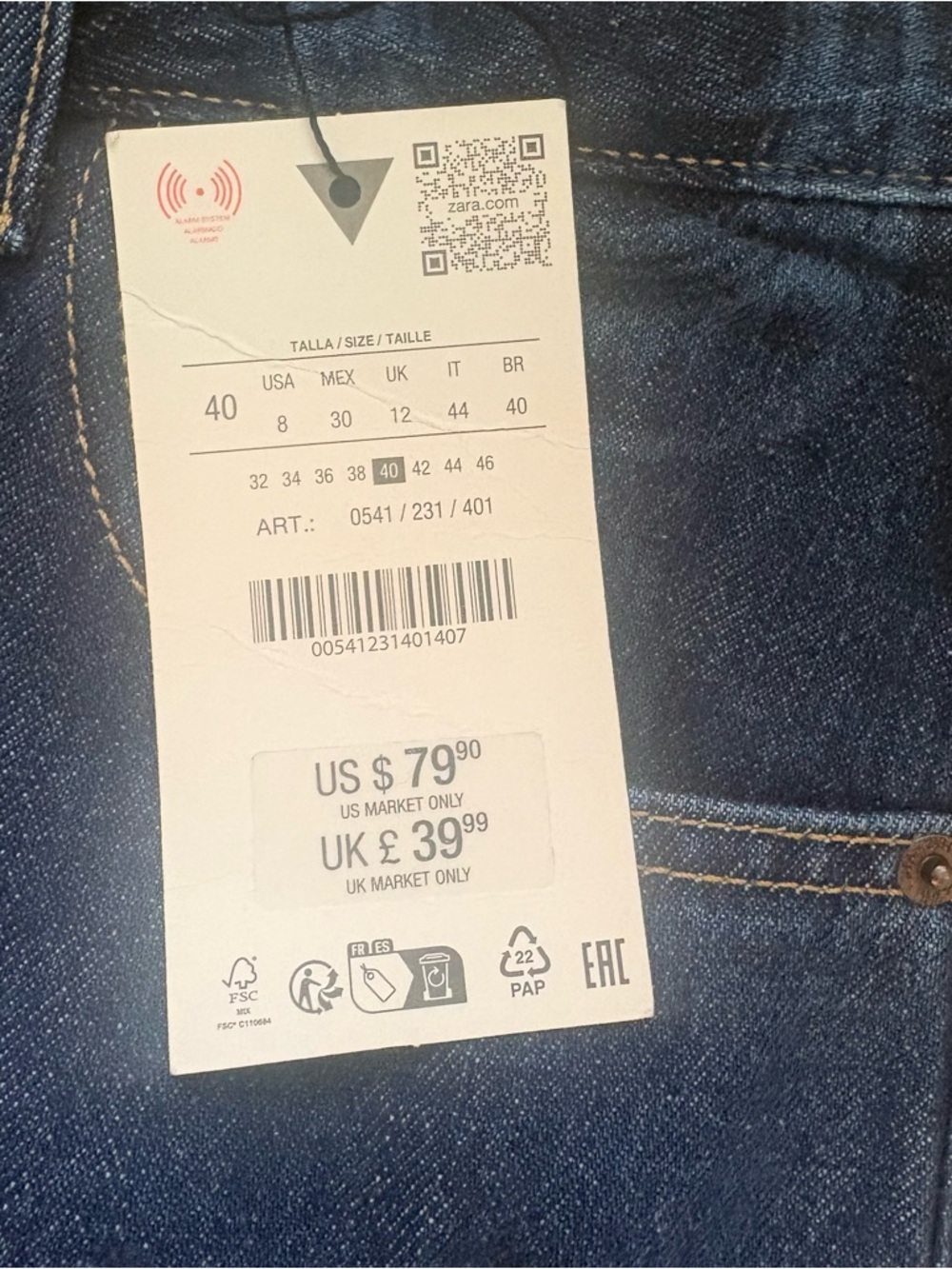 NWT Zara High Waist Barrel Jeans Horseshoe Womens 8 Blue Coastal Cowgirl Western - Picture 4 of 10